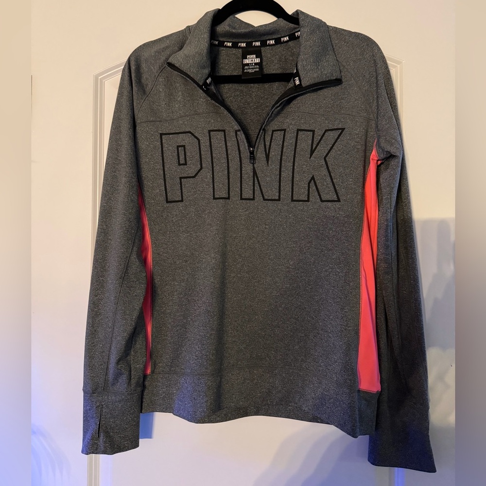 PINK Victoria's Secret Gray Pullover with Pink Trim